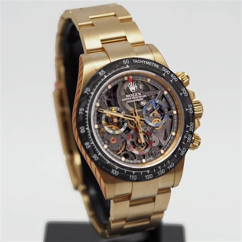 rolex daytona skeleton|Rolex daytona gold diamond price.